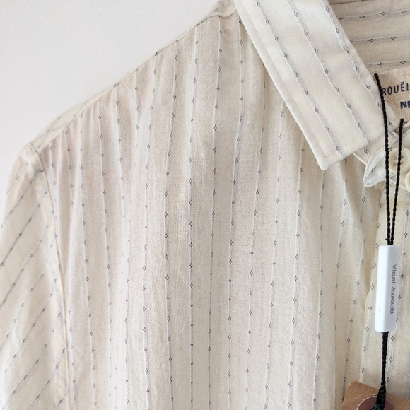 Yigal Azrouel Cream Beige Ivory Stripes Button Down Shirt USA Israel S - Picture 10 of 14